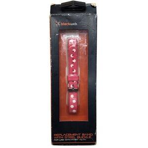 Black Web Fitbit Alta Fitness Tracker Replacement Band Red & White Polka Dot